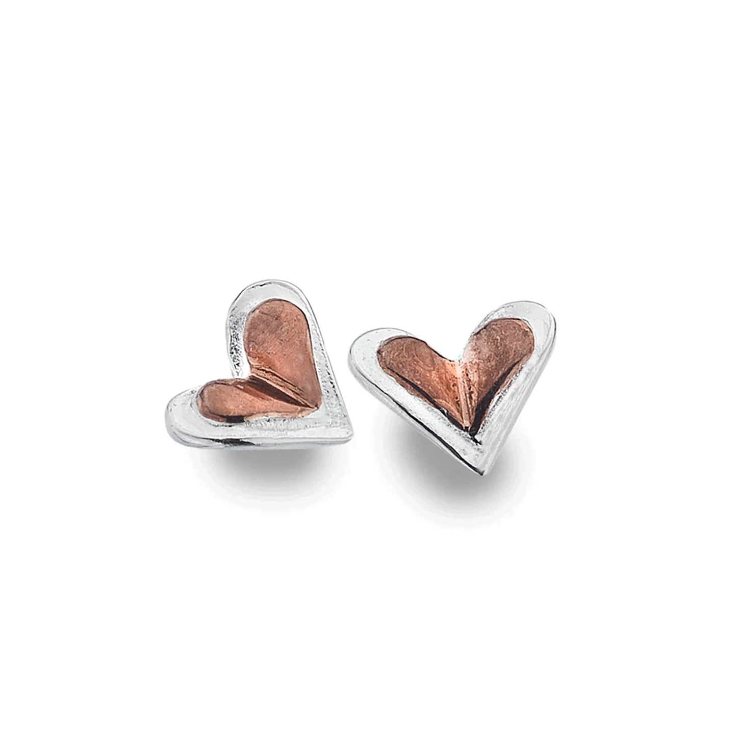 Two Tone Folding Heart Earrings - Cotswold Jewellery