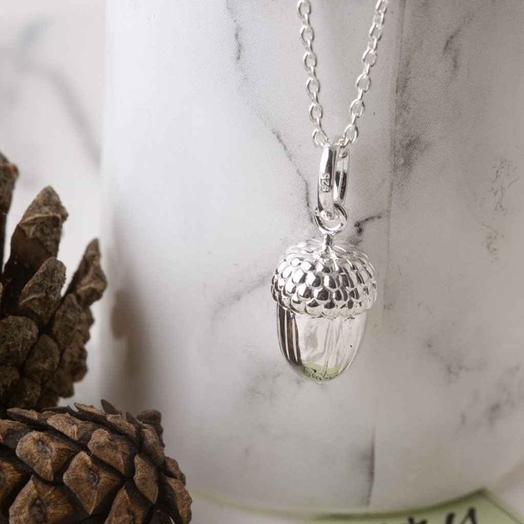 Gemma J Acorn Sterling Silver Necklace - Cotswold Jewellery
