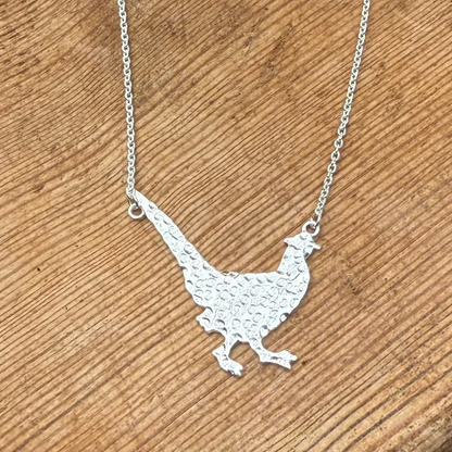 Hiho-silver-hammered-pheasant-necklace-cotswold-jewellery