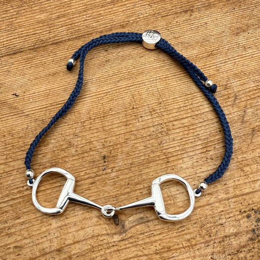 Hiho-silver-navy-snaffle-friendship-bracelet-cotswold-jewellery