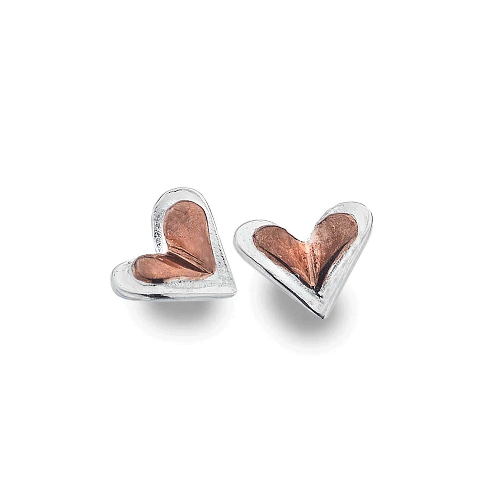Two Tone Folding Heart Earrings - Cotswold Jewellery