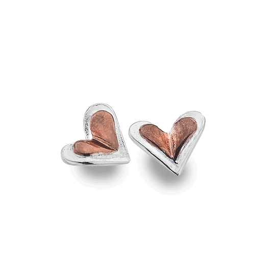 Two Tone Folding Heart Earrings - Cotswold Jewellery