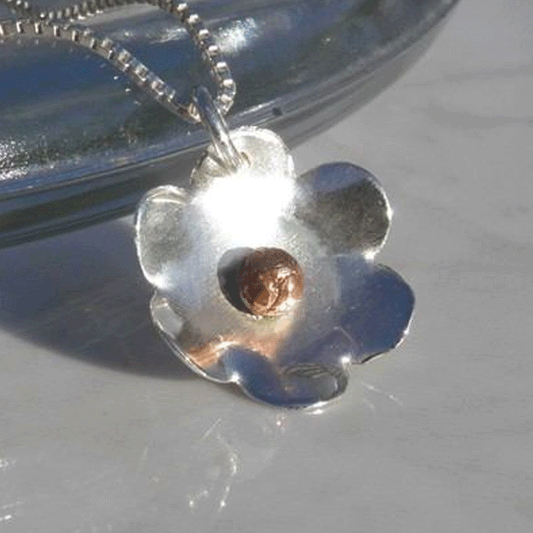 Designer Forget Me Not Flower Pendant Necklace - Cotswold Jewellery
