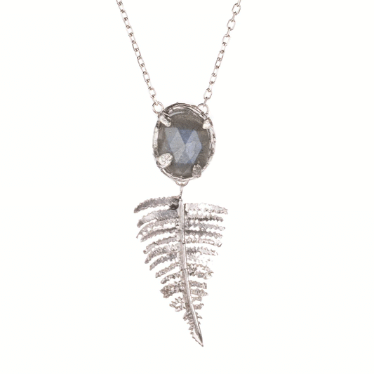 Fern Drop Leaf with Labradorite Necklace - Cotswold Jewellery