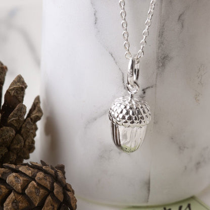 Gemma J Acorn Sterling Silver Necklace - Cotswold Jewellery