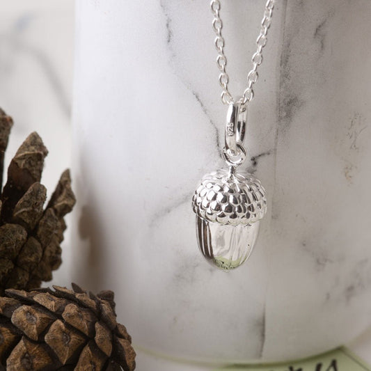 Gemma J Acorn Sterling Silver Necklace - Cotswold Jewellery
