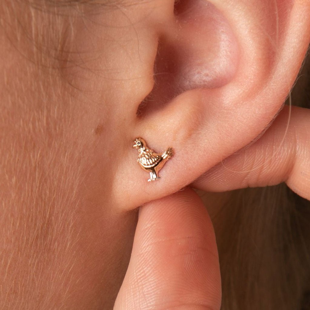 Gemma J Chicken Sterling Silver Earrings - Cotswold Jewellery