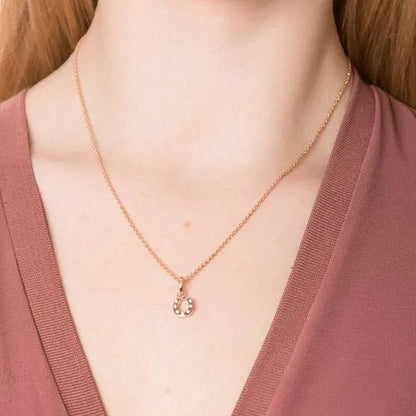 Gemma J Horseshoe Sparkly Rose Gold Necklace - Cotswold Jewellery