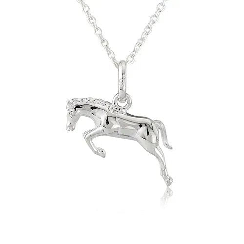 Gemma J Jumping Horse Sterling Silver Necklace - Cotswold Jewellery