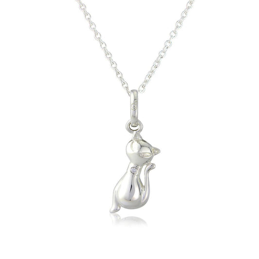 Gemma J Sparkly Cat Sterling Silver Necklace - Cotswold Jewellery