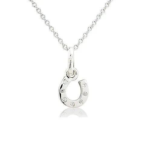 Gemma J Sparkly Horseshoe Sterling Silver Necklace - Cotswold Jewellery