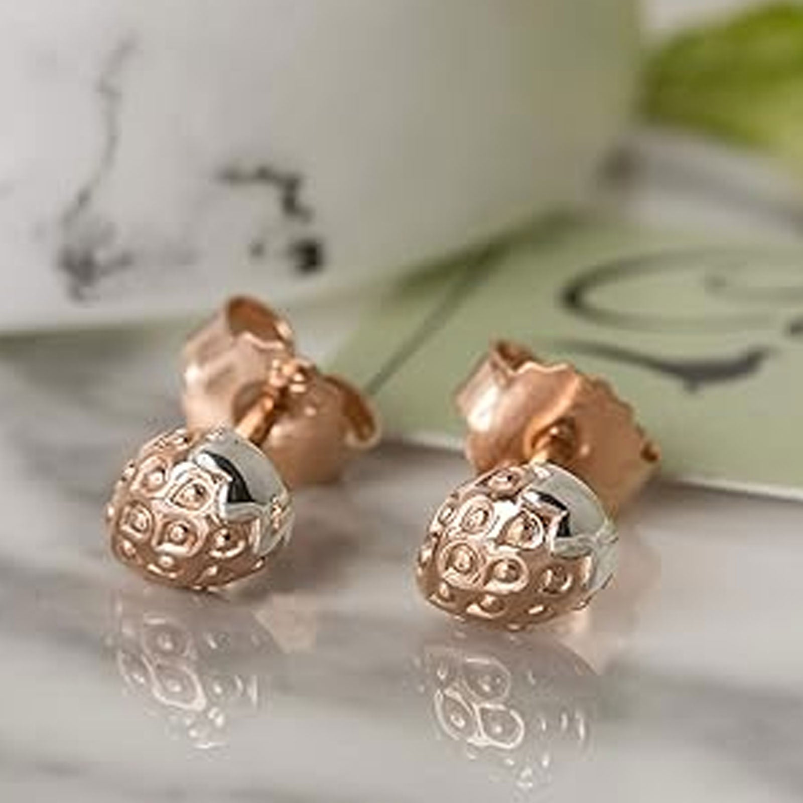 Gemma J Strawberry Rose Gold Earrings - Cotswold Jewellery