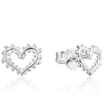 Gemma J Super Leaf Silver Heart Earrings - Cotswold Jewellery
