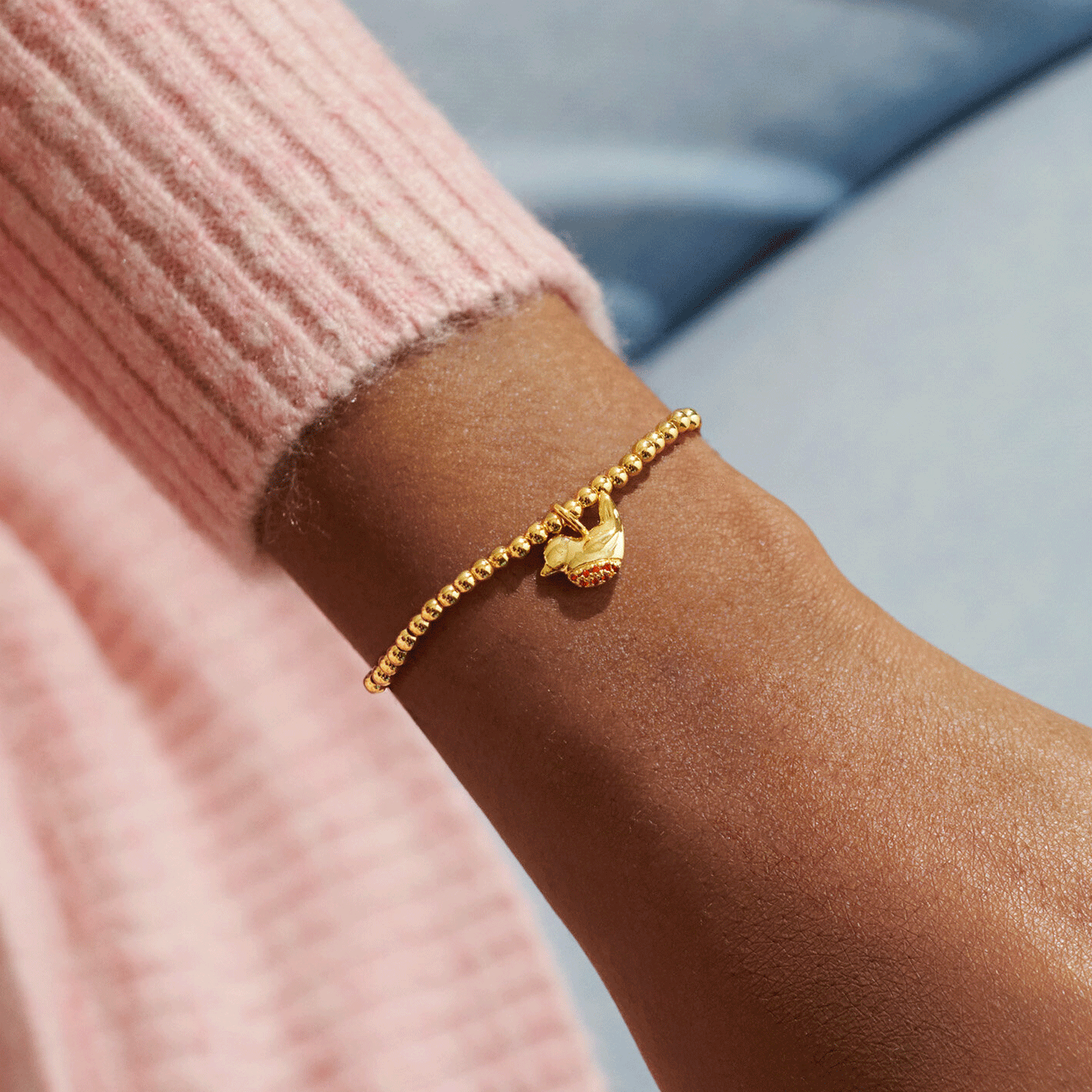 Joma Jewellery A Little Robins Appear in Gold Bracelet - Cotswold Jewellery