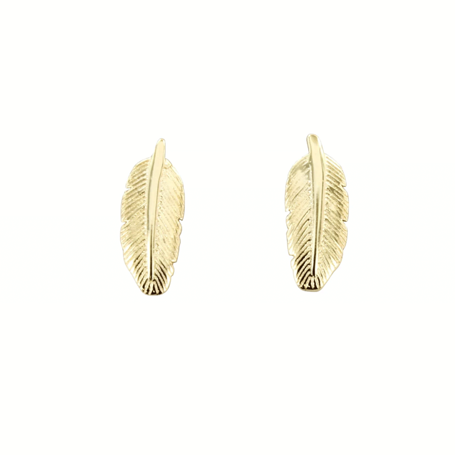 Feather Gold Stud Earrings - Cotswold Jewellery