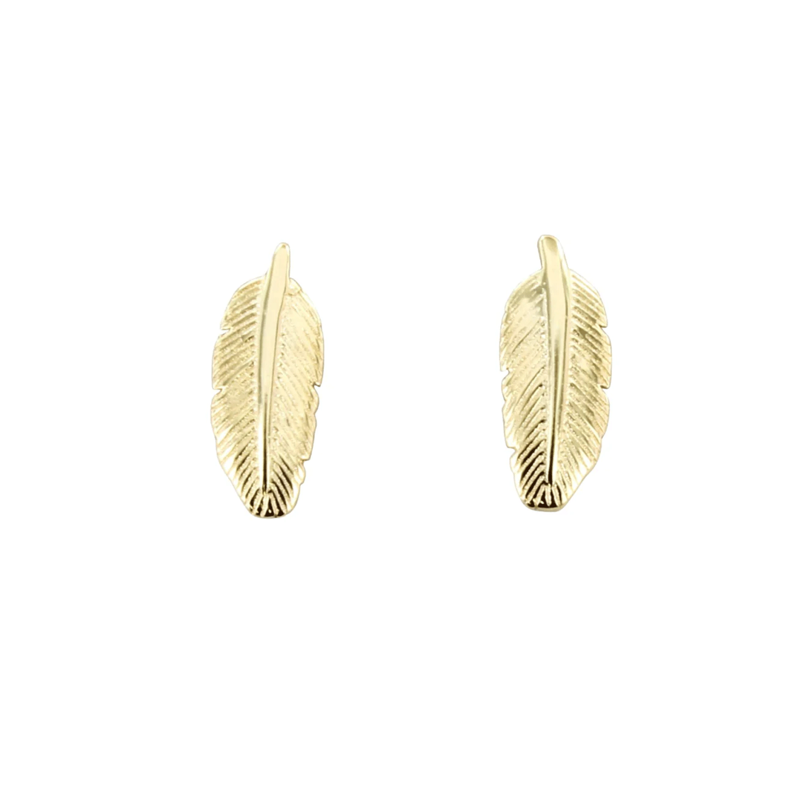 Feather Gold Stud Earrings - Cotswold Jewellery