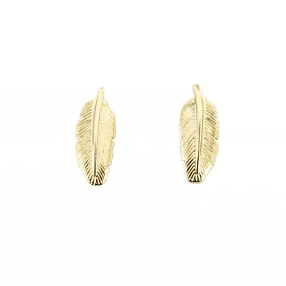 Feather Gold Stud Earrings - Cotswold Jewellery