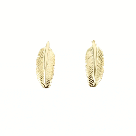 Feather Gold Stud Earrings - Cotswold Jewellery