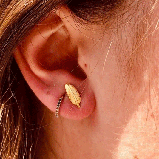 Feather Gold Stud Earrings - Cotswold Jewellery