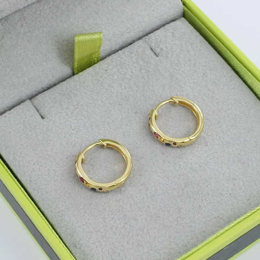 Gorgeous Rainbow Gold Hoop Earrings - Cotswold Jewellery