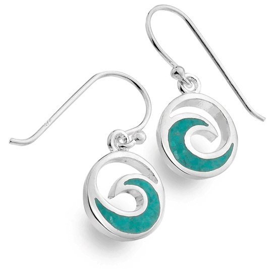 Turquoise Wave Sterling Silver Earrings - Cotswold Jewellery