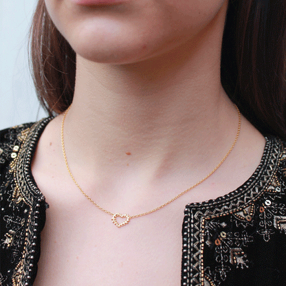 Leafed Heart Golden Necklace - Cotswold Jewellery