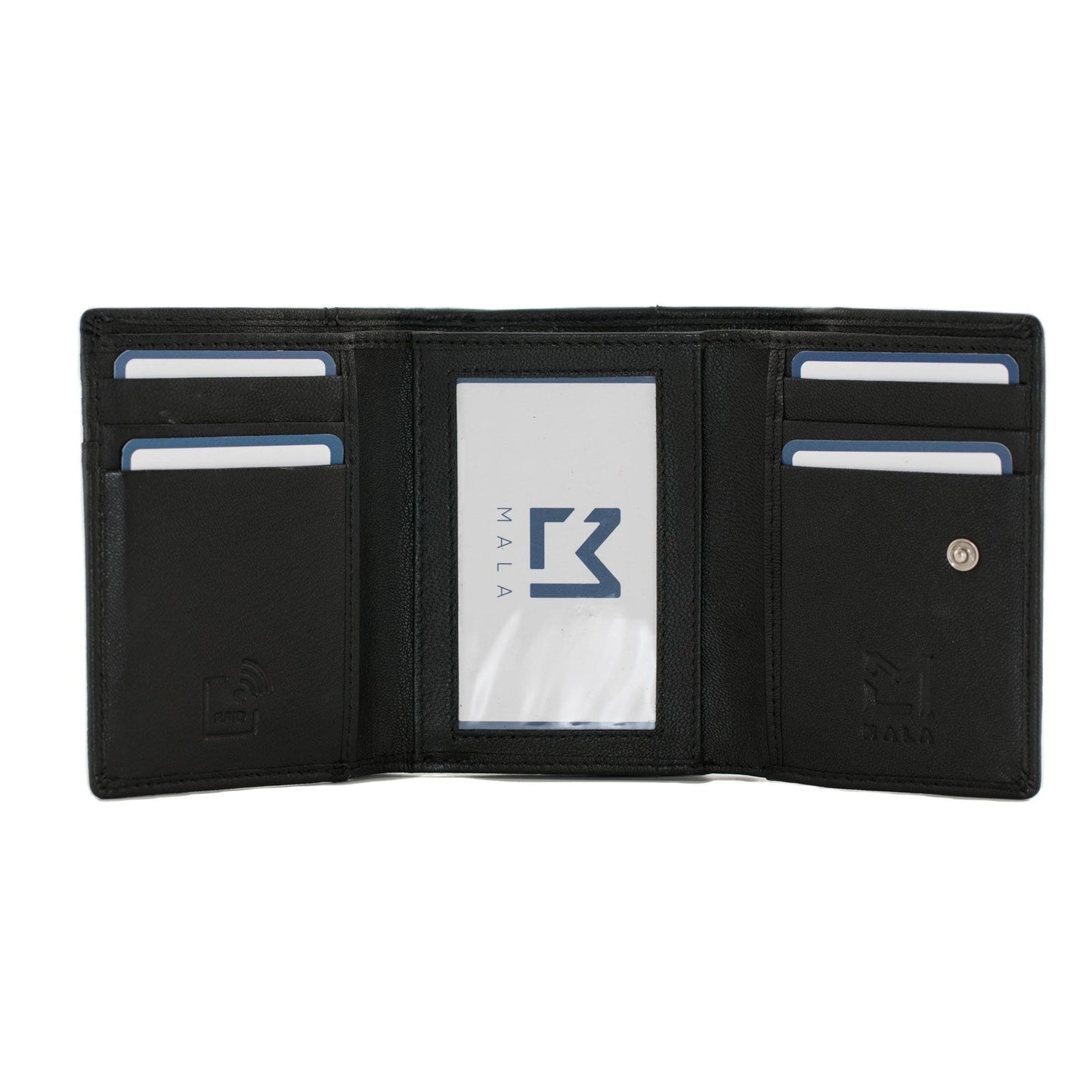 Mala Leather Black Flower Trifold Purse - Cotswold Jewellery