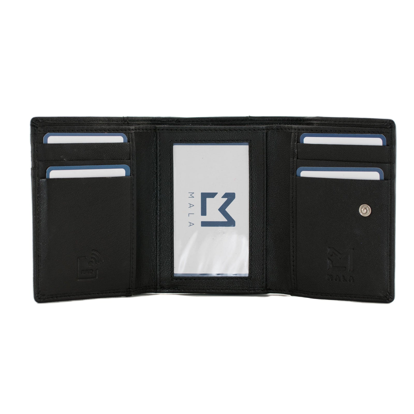 Mala Leather Black Flower Trifold Purse - Cotswold Jewellery