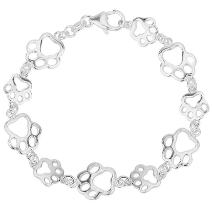 Paw Print Sterling Silver Bracelet - Cotswold Jewellery