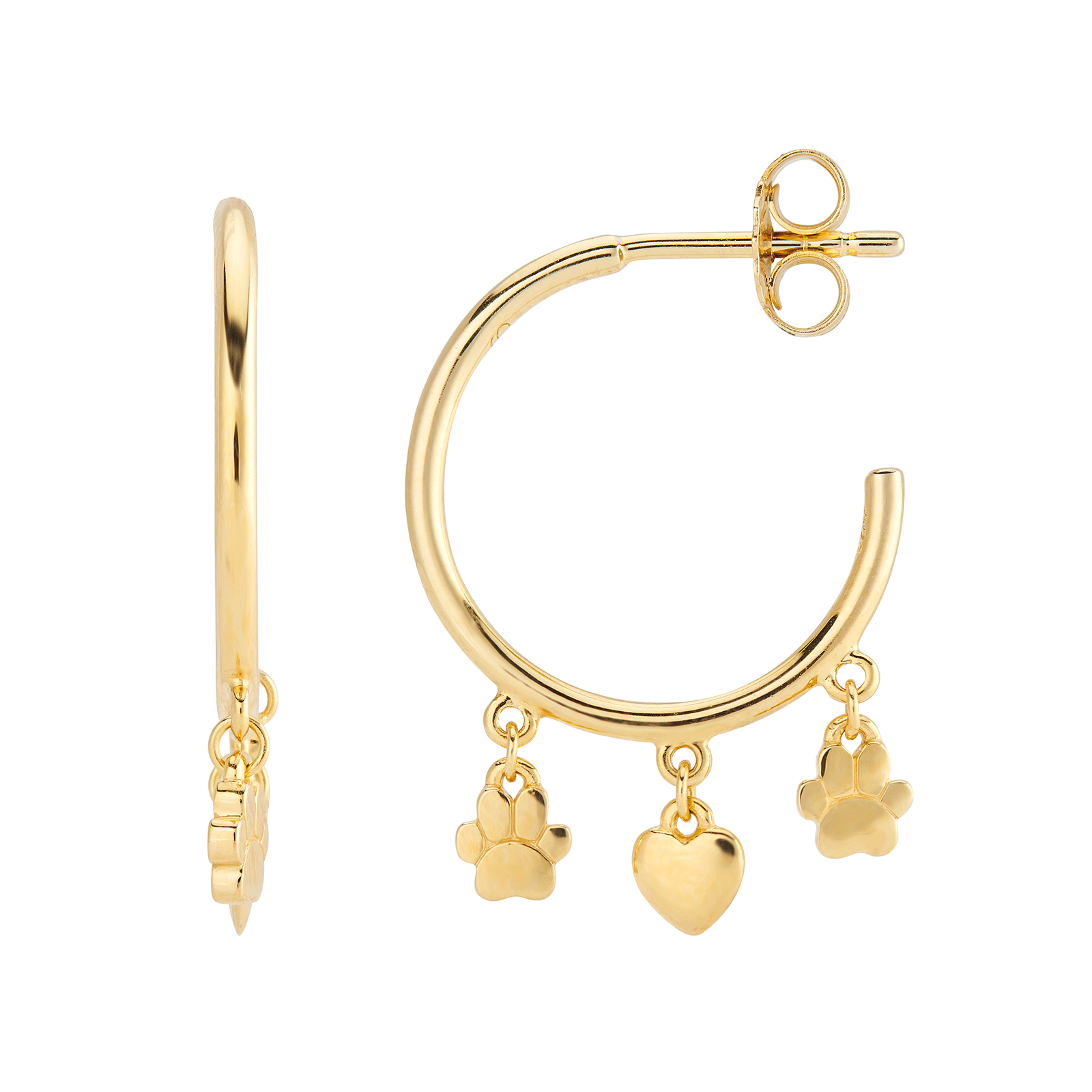 Gemma J Paws and Hearts Hoop Earrings - Cotswold Jewellery