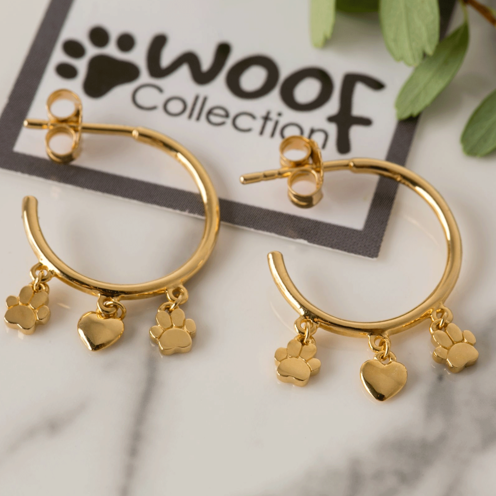 Gemma J Paws and Hearts Hoop Earrings - Cotswold Jewellery