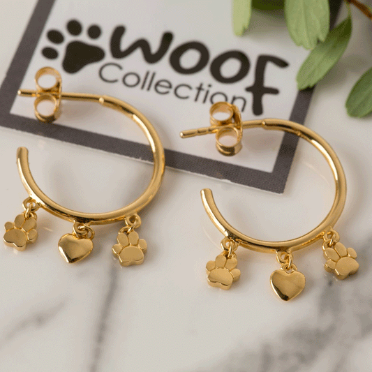 Gemma J Paws and Hearts Hoop Earrings - Cotswold Jewellery