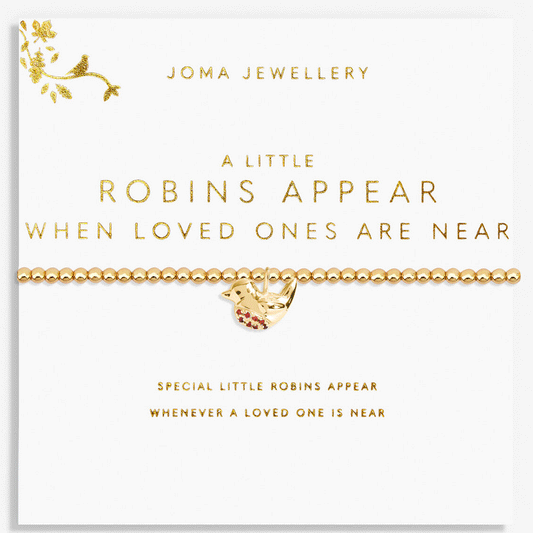 Joma Jewellery A Little Robins Appear in Gold Bracelet - Cotswold Jewellery