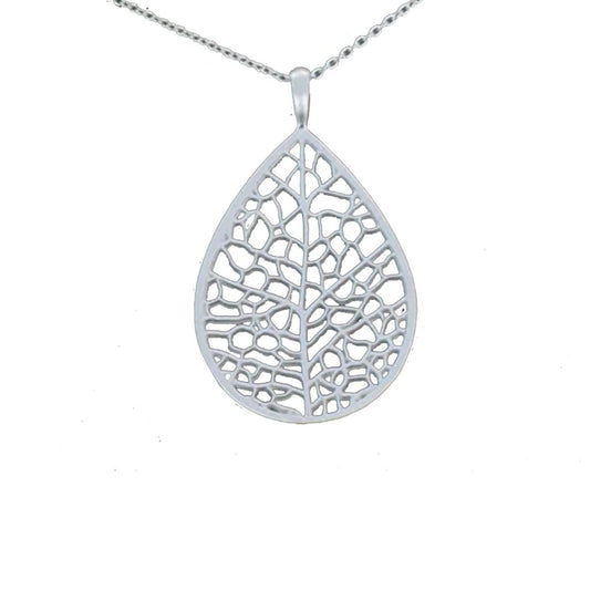 Skeleton Leaf Sterling Silver Necklace - Cotswold Jewellery