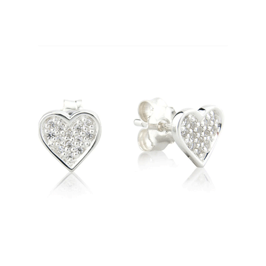 Sparkly Heart Sterling Silver Earrings - Cotswold Jewellery