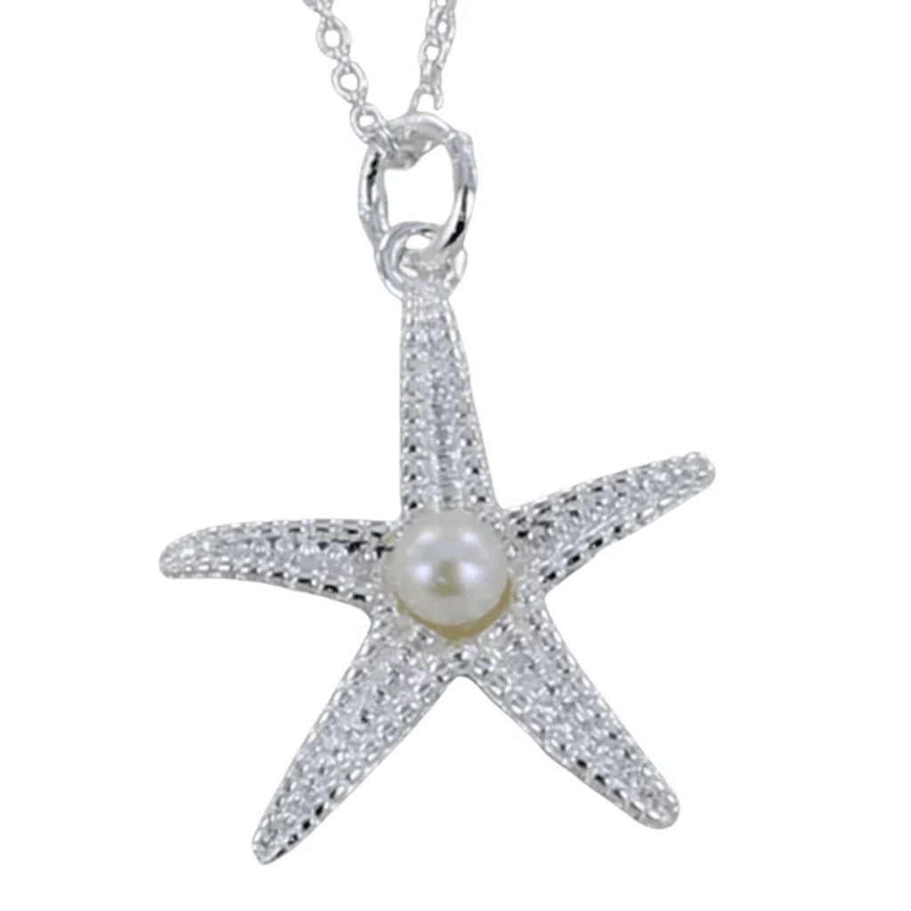 Starfish and Pearl Sterling Silver Necklace - Cotswold Jewellery