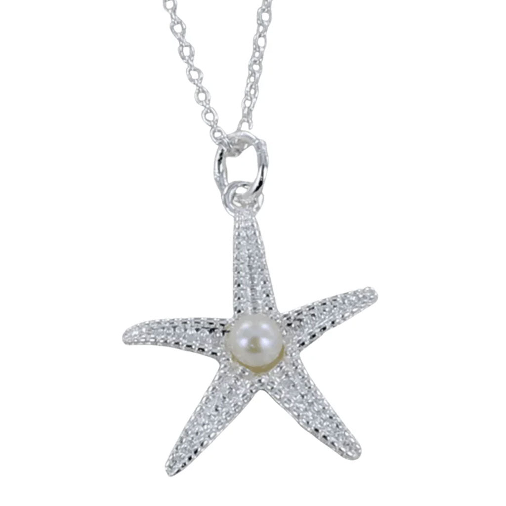 Starfish and Pearl Sterling Silver Necklace - Cotswold Jewellery